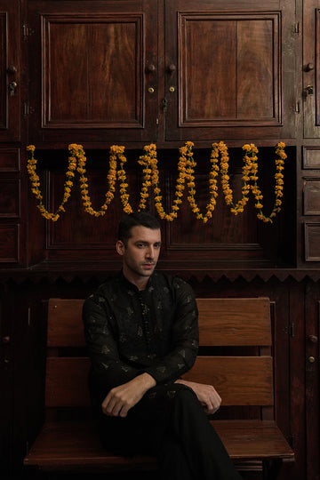 EMBROIDERED BLACK KURTA TROUSER